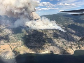 The Christie Mountain wildfire is shown in this image provided by the B.C. Wildfire Service. Hundreds of residents south of Penticton have been ordered to evacuate immediately as firefighters respond to the "rapidly evolving" fire.