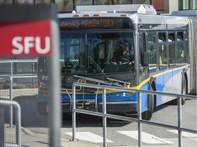 Buses at the SFU loop on Burnaby Mountain.