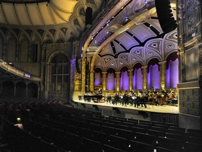 The Vancouver Symphony Orchestra performs to an empty Orpheum for a livestreamed performance during the ongoing COVID-19 pandemic in Vancouver, BC., March 15, 2020.