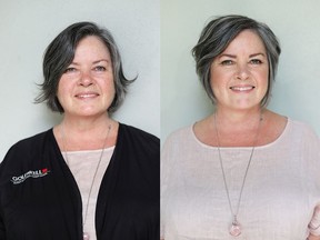 Jenine Waddington, a 59-year-old analyst, before and after her makeover.