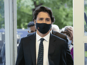 Justin Trudeau arrives for the start of a Liberal cabinet retreat in Ottawa, where they are reportedly discussing a resolution to implement a universal basic income in Canada.