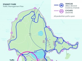 Stanley Park will reopen to full vehicle access and cyclists will return to the seawall on Saturday, Sept. 26