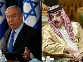 Israeli Prime Minister Benjamin Netanyahu (left) and Bahrain King Hamad bin Isa Al Khalifa, in undated file photos.