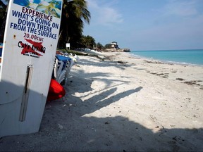 A view of an empty beach, amid concerns about the spread of the coronavirus disease (COVID-19), in Varadero, Cuba, April 10, 2020.