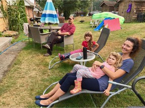 “It’s great. We’ve got the green space. And everybody makes jam with the blackberries,” says Spencer Dill. The military families that continue to live on the spacious Jericho Lands have been told they can stay until 2023. (From left Spencer Dill, Emma Dill, Evera Dill, Erin Dill)