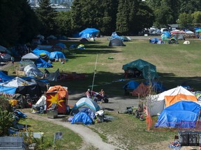 The Strathcona Park homeless tent encampment in Vancouver. About 400 tents have been put up in the park.