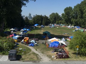 A file photo of the Strathcona Park homeless tent encampment in Vancouver.