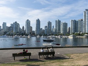 Condos shape the Vancouver skyline in Yaletown, Vancouver, BC, September, 6, 2020.