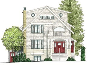 An example of a small-scale multi-family house designed for 1975 West 15th Ave. under a proposed Vancouver housing program called Making HOME (Housing Options for Middle-Income Earners). This building would have five residential units on a single-detached lot (mid block).