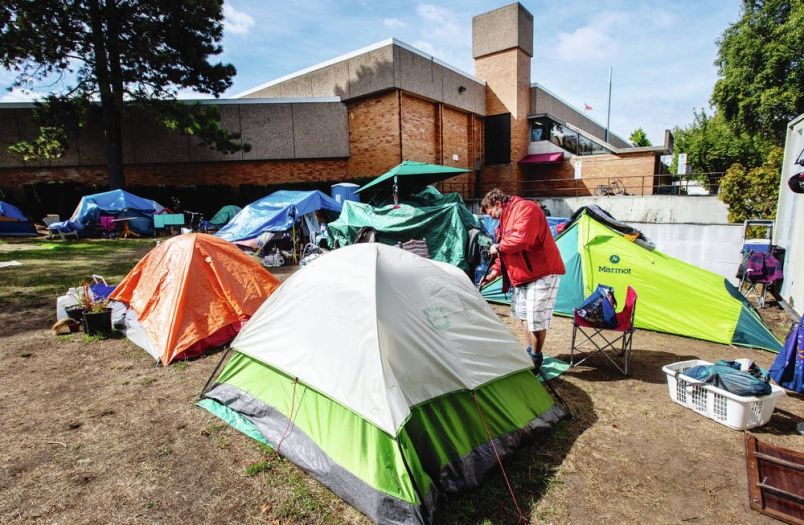 Victoria neighbourhoods square off as homeless camps spring up across