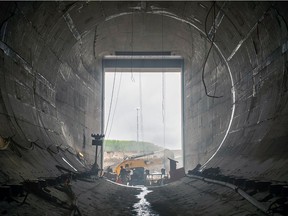 A view from inside one of two river diversion tunnels at Site C.