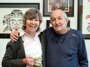Roger Pinette and his wife, Gilian, at his home in Langley in September. Pinette survived COVID-19, but he will be recovering for a long time to come.