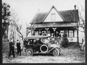 Navvy Jack's House as it appeared on the wedding day of John Lawson's daughter Elizabeth C. Lawson to William John Pitman on December 31, 1914. The house stood where present-day Argyle Avenue meets 17th Street. West Vancouver Memorial Library