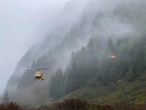 File photo of the North Shore Rescue helicopters. The team was called out Friday to search for a missing man on Mt. Fromme. He was found dead on Saturday morning.