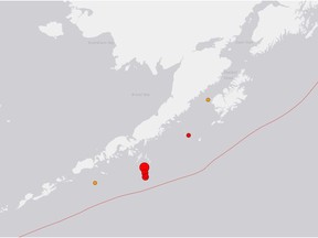 A earthquake of magnitude 7.5 struck south of Alaska's Aleutian Islands.