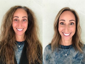 Mary Parrotta is a 49-year-old insurance adjuster who needed a makeover. On the left is Parrotta before her makeover by Nadia Albano, on the right is her after. Photo: Nadia Albano