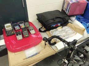 The West Shore RCMP Crime Reduction Unit displays some of the items recovered in Langford.