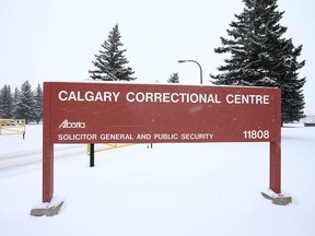 Signage at the entrance to the Calgary Correctional Centre in northwest Calgary is shown on Friday, October 23, 2020.