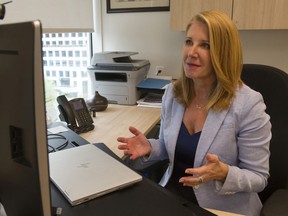 The head of the Greater Vancouver Board of Trade, Bridgitte Anderson, during an online discussion featuring the three major political party leaders.