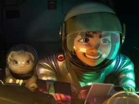 Netflix Over the Moon is an animated feature to be released Oct. 24. Directed by Glen Keane, it stars Cathy Ang as Fei Fei (with Bungee the Rabbit).