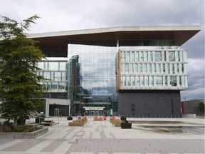 Surrey city hall on October 8, 2020. Surrey Coun. Brenda Locke says the police transition process has been "rushed" and "secretive."