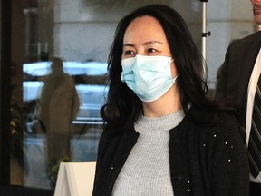 Huawei executive Meng Wanzhou leaves B.C. Supreme Court in Vancouver on Monday.