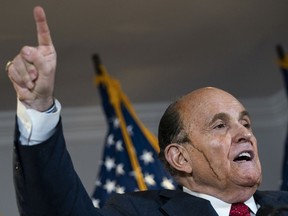 Rudy Giuliani, attorney for U.S. President Donald Trump, speaks to the press about various lawsuits related to the 2020 election at the Republican National Committee headquarters on Nov. 19, 2020 in Washington, D.C.