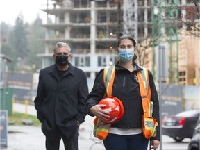 WorkSafeBC head of prevention services Al Johnson and occupational safety officer Ashley Teister in Port Moody. The workplace safety authority will be conducting enhanced inspections to prevent COVID-19 outbreaks in B.C. workplaces.