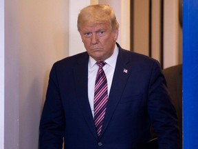 U.S. President Donald Trump arrives to speak in the Brady Briefing Room at the White House in Washington, D.C. on Nov. 5, 2020.