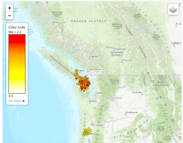 Seismologists record 3,500 tiny tremors on Vancouver Island in nine ...