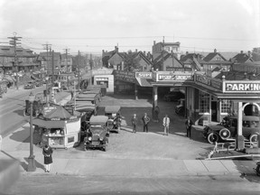 Blackburn's Service Station and used cars, 822 Seymour Street, May 30, 1928. W.J. Moore Vancouver Archives