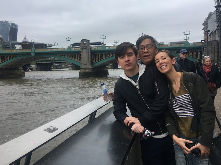  Doug Fung with his children Derek and Jillian, in London on April 2019.