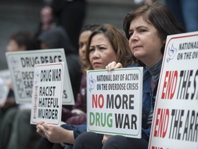 Several hundred marched from the DTES to the Vancouver Art Gallery as part of the Parade of Action on the Overdose Crisis, on April 16, 2019. The event was one of 21 such marches in cities across Canada, meant to draw attention to the illicit drug- overdose crisis.