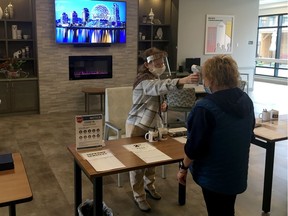 COVID testing being carried out at the entrance to New Vista Society's care home in Burnaby. Photo: B.C. Care Providers Association.