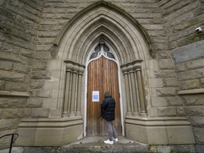 Cathedral of Our Lady of the Rosary, Roman Catholic Archdiocese of Vancouver's doors were closed to the masses due to provincial COVID-19 restrictions.