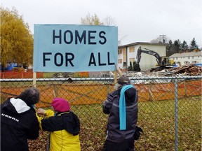 With protestors on hand, demolition began on the Little Mountain Housing project in November, 2009.