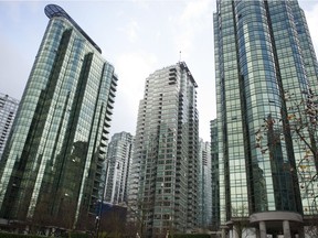 Condo towers in and around Coal Harbour in downtown Vancouver.