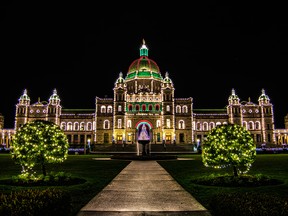 Every year the legislature buildings in Victoria are decorated for the holidays.