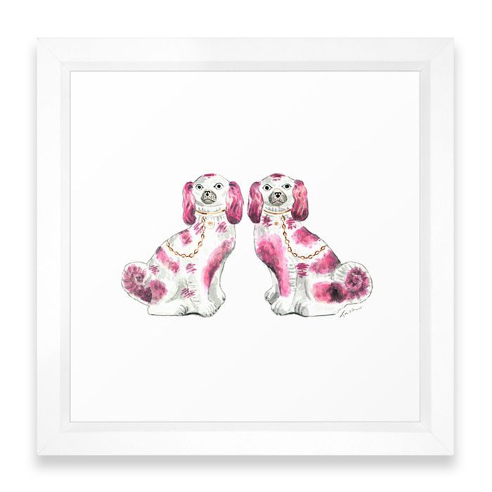 Staffordshire dogs framed print from Society6