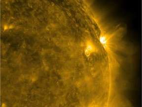File photo of a solar flare. A strong geomagnetic storm is expected Thursday.
