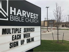 A sign at Harvest Bible Church at 2001 Spring Garden Rd. in Windsor's west end on Nov. 28, 2020.