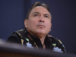 Assembly of First Nations National Chief Perry Bellegarde appears at a press conference at the National Press Theatre in Ottawa, Feb. 18, 2020.