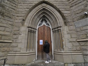 The Holy Rosary Cathedral's doors were closed in Vancouver on Nov. 22 due to new COVID-19 restrictions.