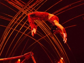 Laura-Ann Chong of Vancouver performs a move called the Korbut after famed gymnast Olga Korbut in the Cirque du Soleil show Amaluna in Santiago, Chile.
