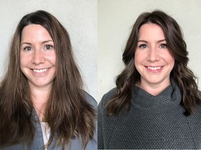 Sarah McCrimmon is a 41-year-old registered nurse with hair that needed intensive care. On the left is Sarah before her makeover by Nadia Albano, on the right is her after.