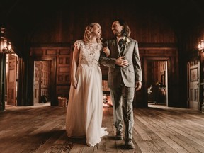 Alexandra Berg and Benjamin James-Groom. With their Dec. 3, 2020, wedding scuppered by COVID-19, they went ahead with just the officiant and a photographer and plan another celebration on Dec. 2, 2021.