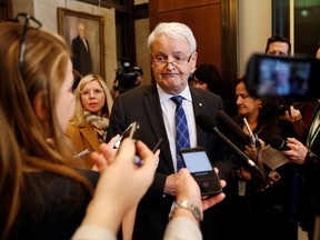 Canada's Minister of Transport Marc Garneau speaks to media on Parliament Hill in Ottawa, Ontario, Canada March 9, 2020.