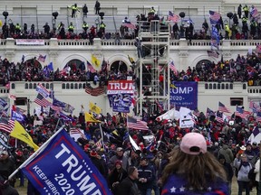 A mob storms the U.S. Capitol in Washington, D.C., on Jan. 6.