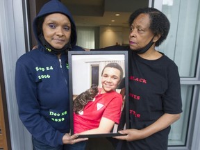 Tiffany Willis (left), mother of 14-year-old Tequel Lydell Willis, with aunt Evangeline Downey.