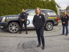Officers of the BC-CFSEU involved in the gang exiting program include (from left): Const. Mandi Bachra, Sgt. Brenda Winpenny and Const. Janet Northrup.